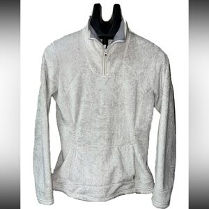 The North Face Womens M Pull over Quarter Zip Faux Fur Jacket Cream